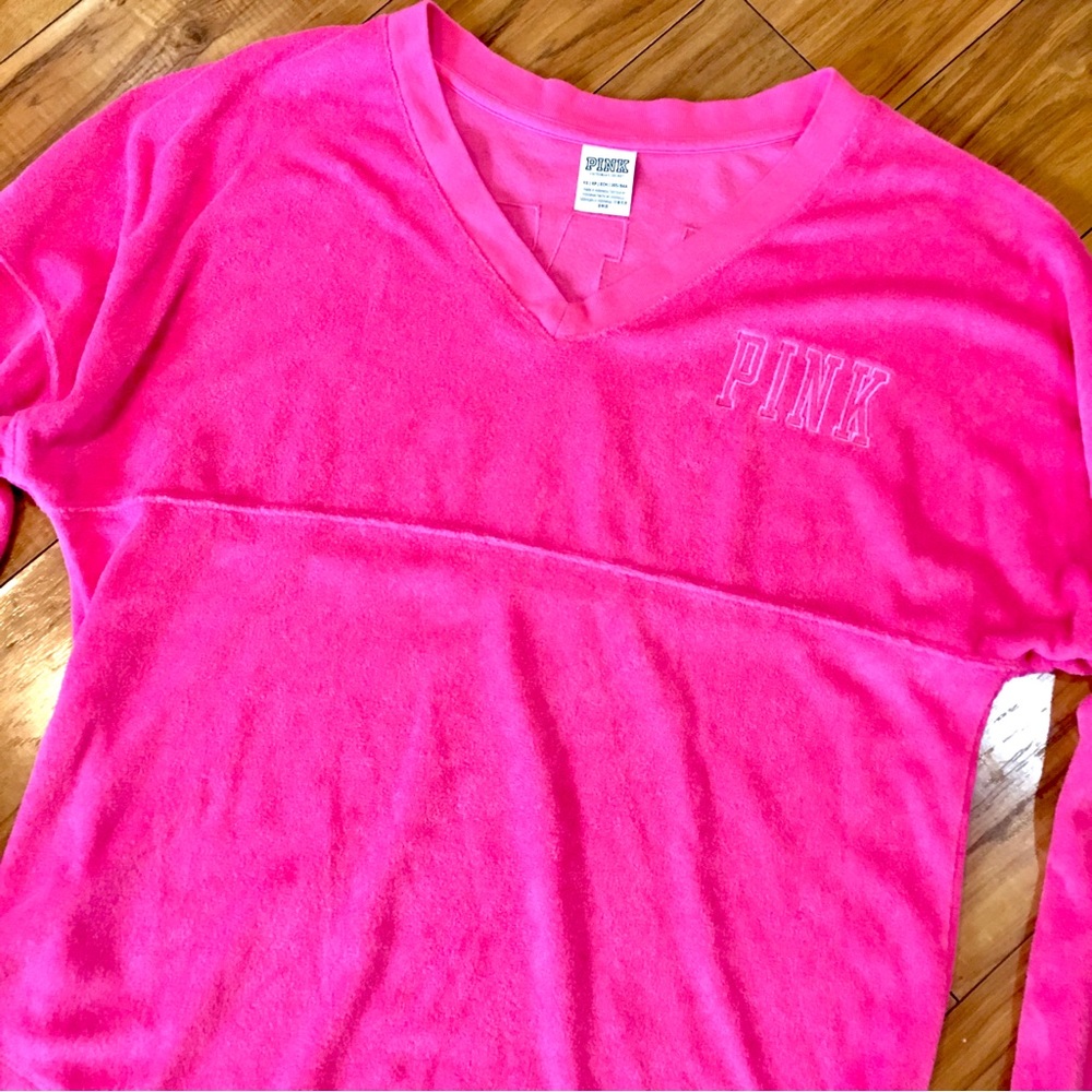 PINK Victoria Secret terrycloth sweatshirt top beach coastal lightweight small